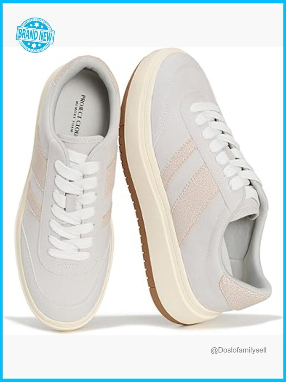 Platform Sneakers Lightweight Memory Foam Insole Non-Slip Casual Lace-Up